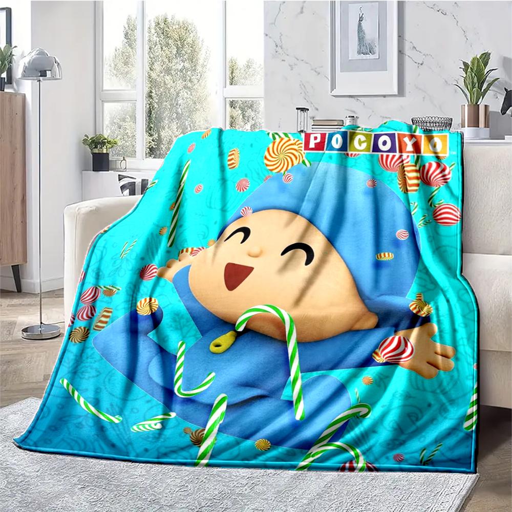 Pocoyo Theme Printed Blanket - Perfect for Couch, Bed, Travel & Outdoor Use | Machine Washable, Cozy & Durable.