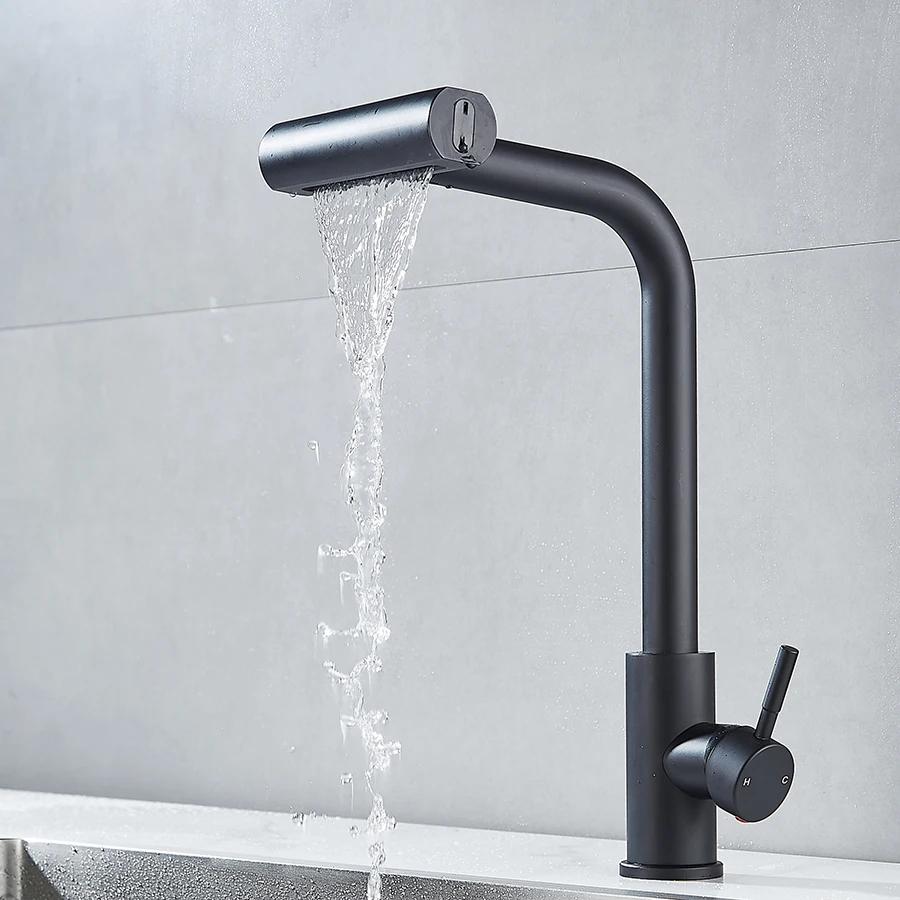 Stainless Steel Sink Vegetable Washing Basin Kitchen Faucet Pull-out Multi-functional 4 Modes Mixer Tap Kitchen Waterfall Faucet