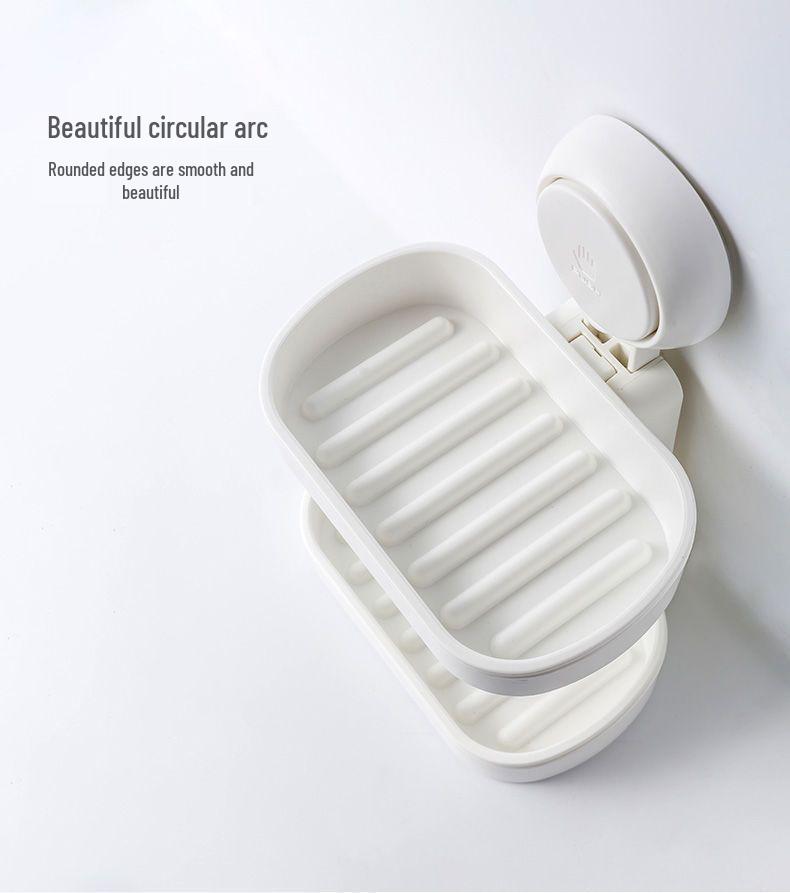 Tali Doppelschichtige Wandmontierte Seifenschale mit Saugknopf und Abnehmbarem Ablagegestell