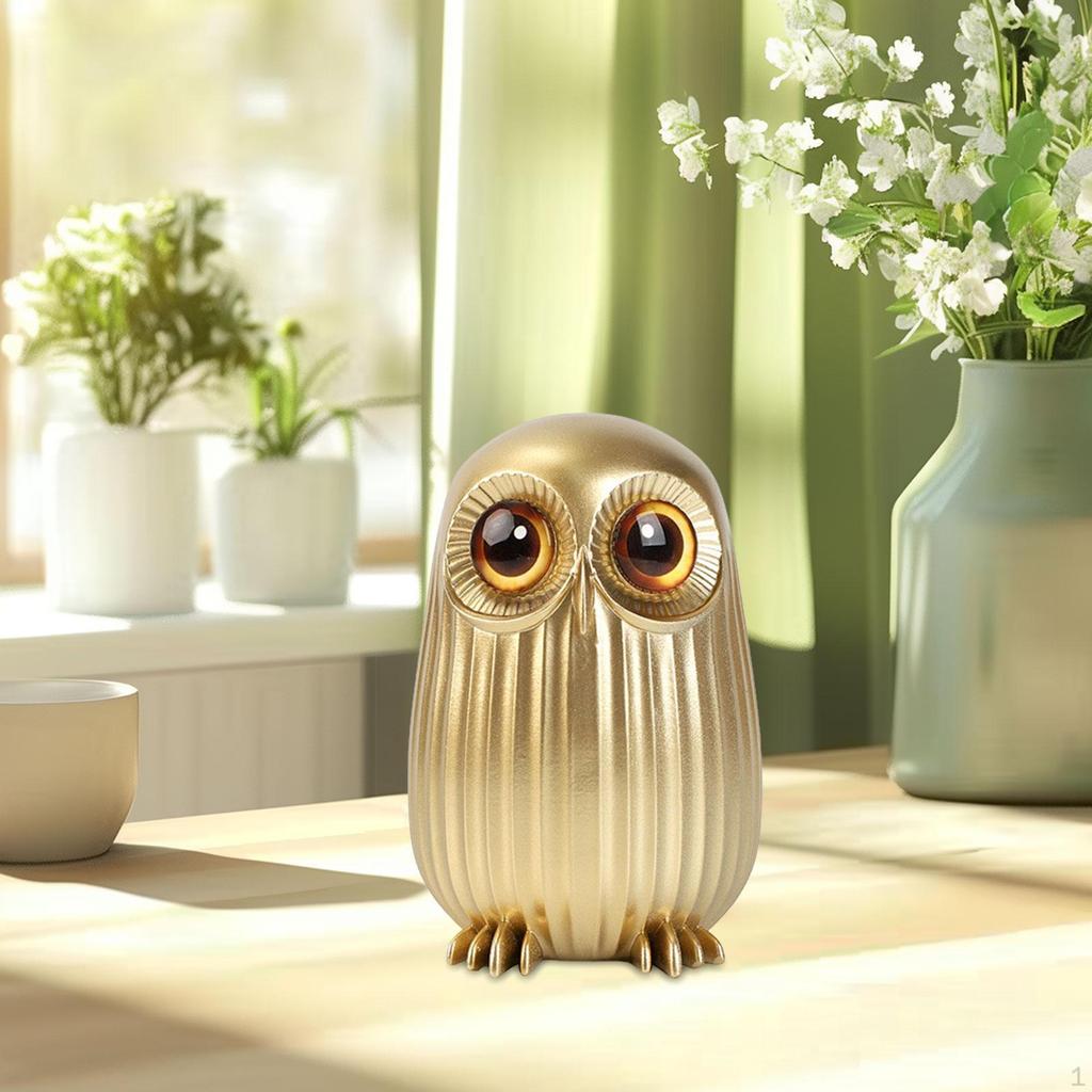Resin Bird Statue Miniature Owl Figurine Decoration Home Decor Sculpture Figure for Fairy Garden
