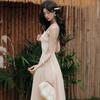 Fairycore Summer Women Midi Sweet Sundress O Neck Lace Patchwork Mesh Romantic Tank Dress Sleeveless Elegant Feminine Ladies' Dress