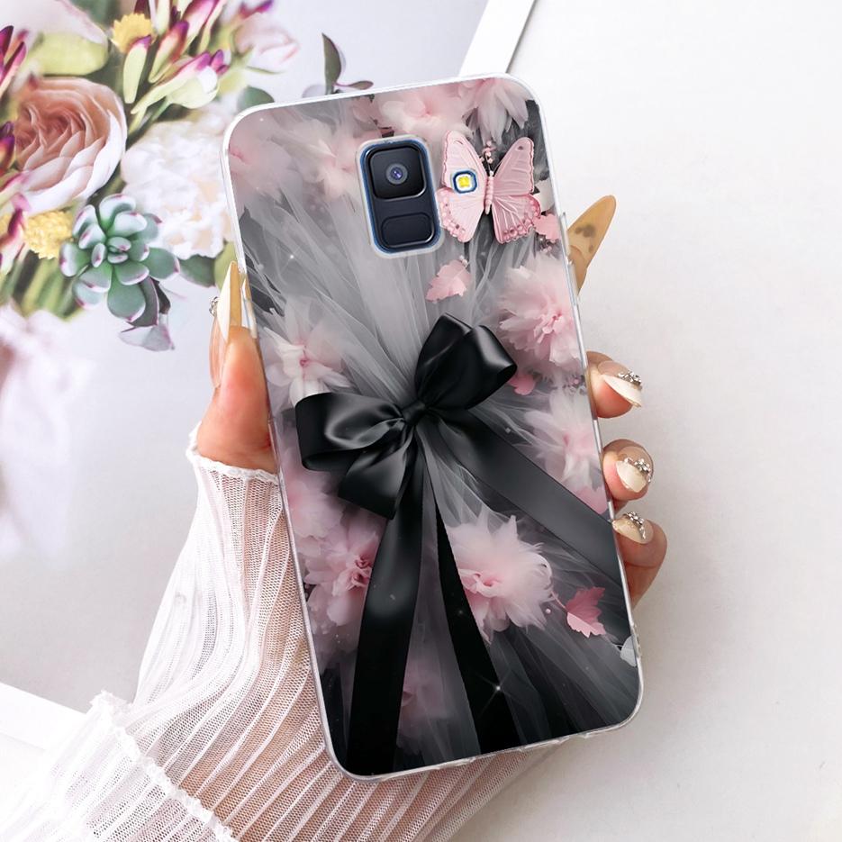 For Samsung Galaxy A6 2018 Case SM-A600F Luxury Butterfly Painted Cover Soft Silicone Shell For Samsung A6 Plus A6+ A605F Fundas