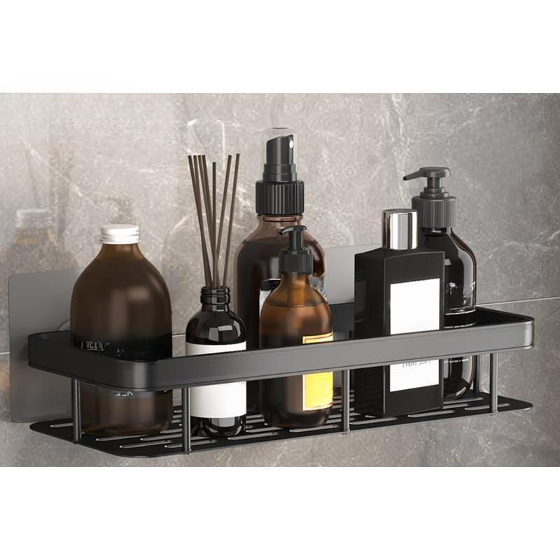 

Роскошная просторная и вместительная настенная полка без сверления для ванных комнат и кухонь — простая установка, экономия места, структура из сплава, прочное сцепление чёрный