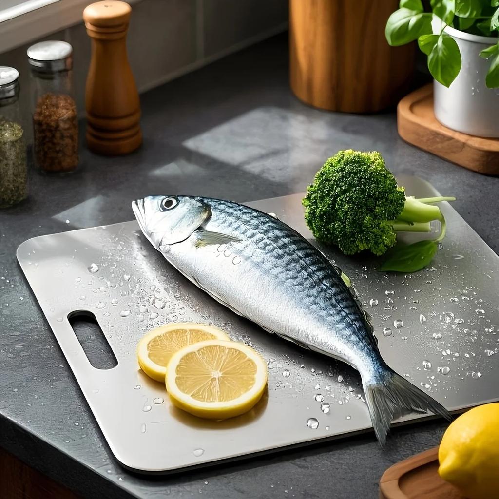 3-teiliges Premium Schneidebrett-Set aus Edelstahl - Doppelseitig, beidseitig verwendbar für Gemüse/Fleisch, langlebig, lebensmittelecht mit einfachem Griff