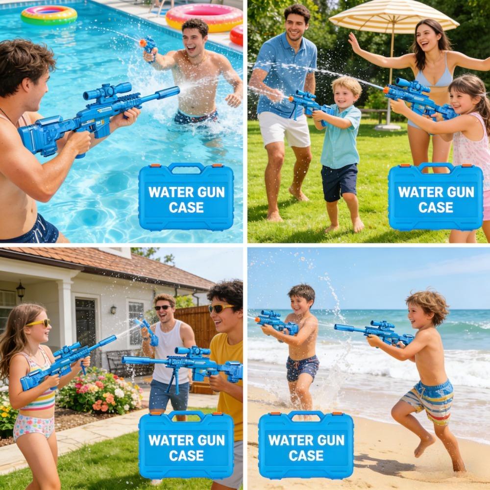 Electric Water Gun Toy Full Automatic Watergun with Lights and Long Range Water Squirt Outdoor Beach Swimming Pool Shooting Game
