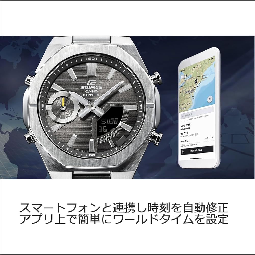 Casio Edifice Smartphone Link Series Watch, Bluetooth, Sapphire Crystal, ECB-S10YD-2AJF, Men's, Blue (Official Japanese Product)