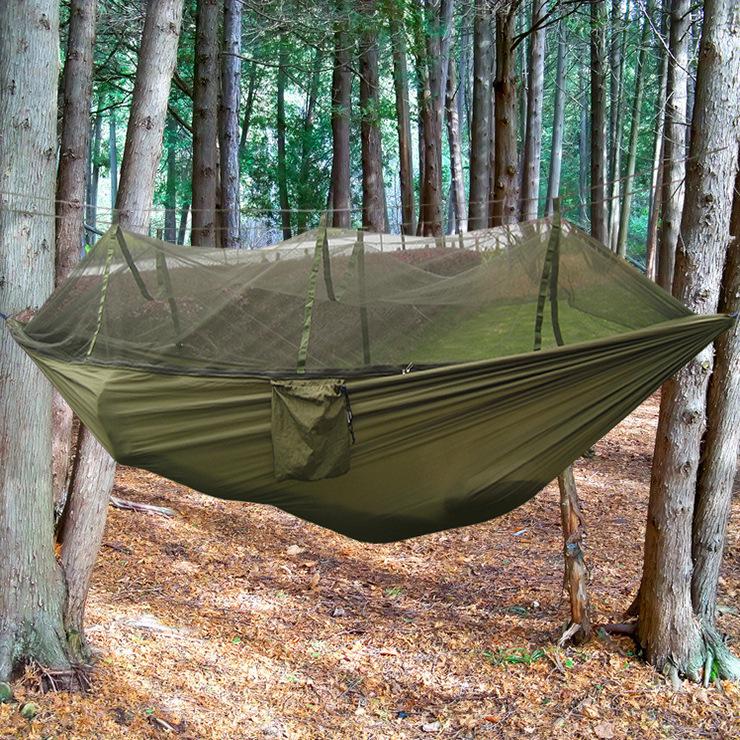 Portable Double Hammock with Mosquito Net - Quick Open Nylon Camping Swing