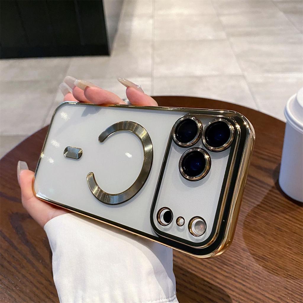 Comes with lens film, suitable for iPhone17promax mobile phone case, electroplating magnetic attraction, Apple 16 all-inclusive soft case