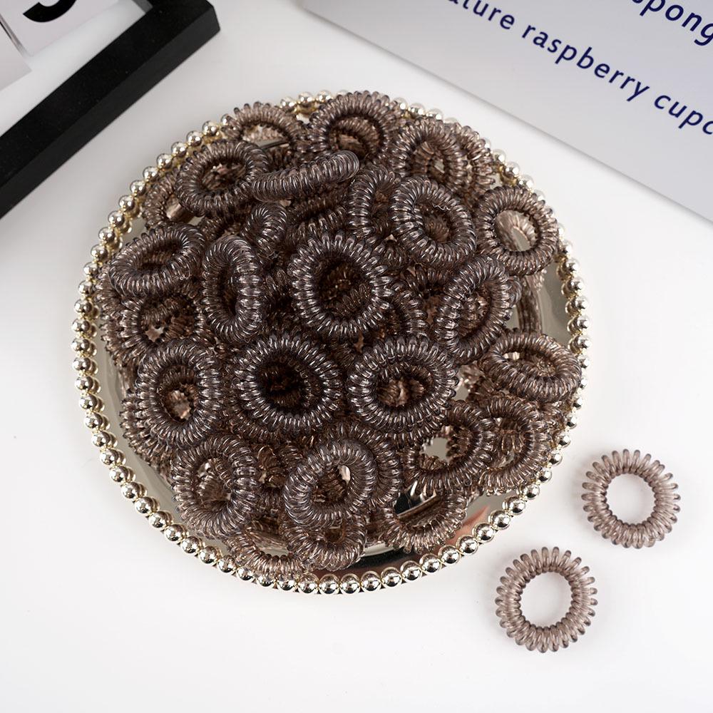 Black Traceless Telephone Cord Hair Tie - Thin, Fluffy Hair Accessory for Women