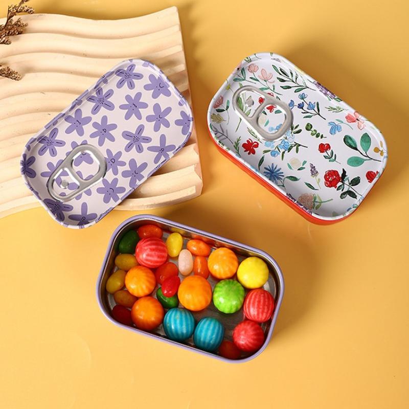 1Pcs Mini Flower Decor Drink Can Tinplate Box Empty Storage Container for Candy Small Accessory Travel Portable Organizer