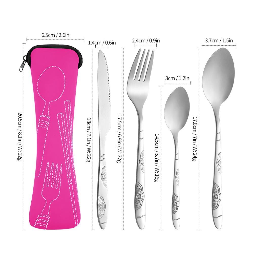 Compact Stainless Steel Cutlery Set: Spoon, Fork, Chopsticks, Knife - Ideal for Outdoor Travel