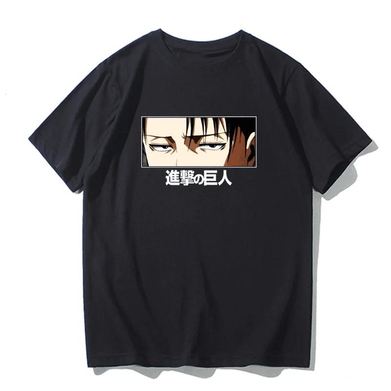 Japanese anime printed men's and women's shirt round neck loose short sleeve shirt Harajuku style Attack on Giant Y2k clothing