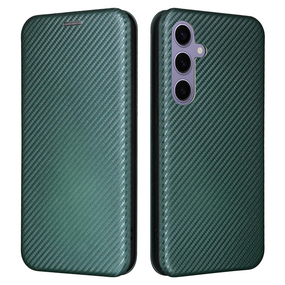 For Samsung Galaxy S25+ Case Carbon Fiber Texture Drop-Proof PU Leather Phone Cover