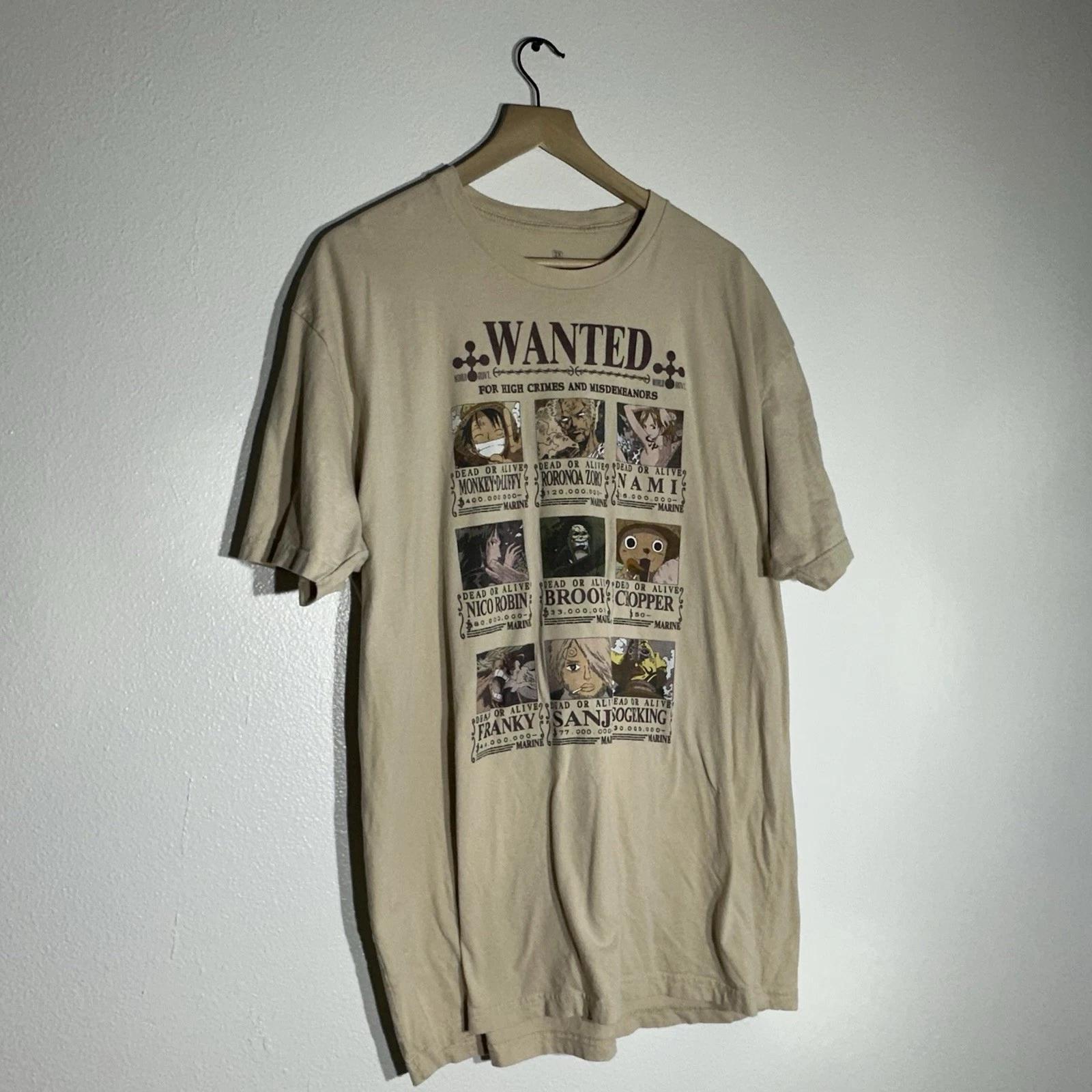 One Piece Anime T-Shirt Wanted Poster Men’s 2XL XL