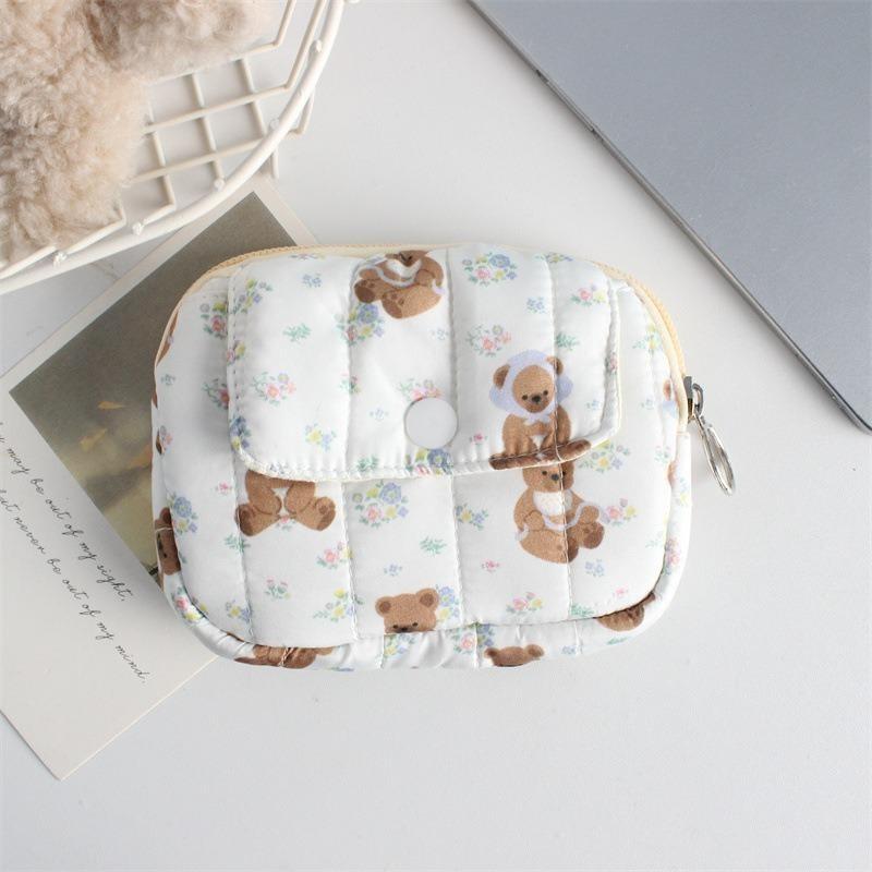 Roztomilé kreslené květinové prošívání Taška na ukládání dokumentů Peněženka na karty Peněženka na mince Peněženka na ID kartu Držitel řidičského průkazu Držák odznaku