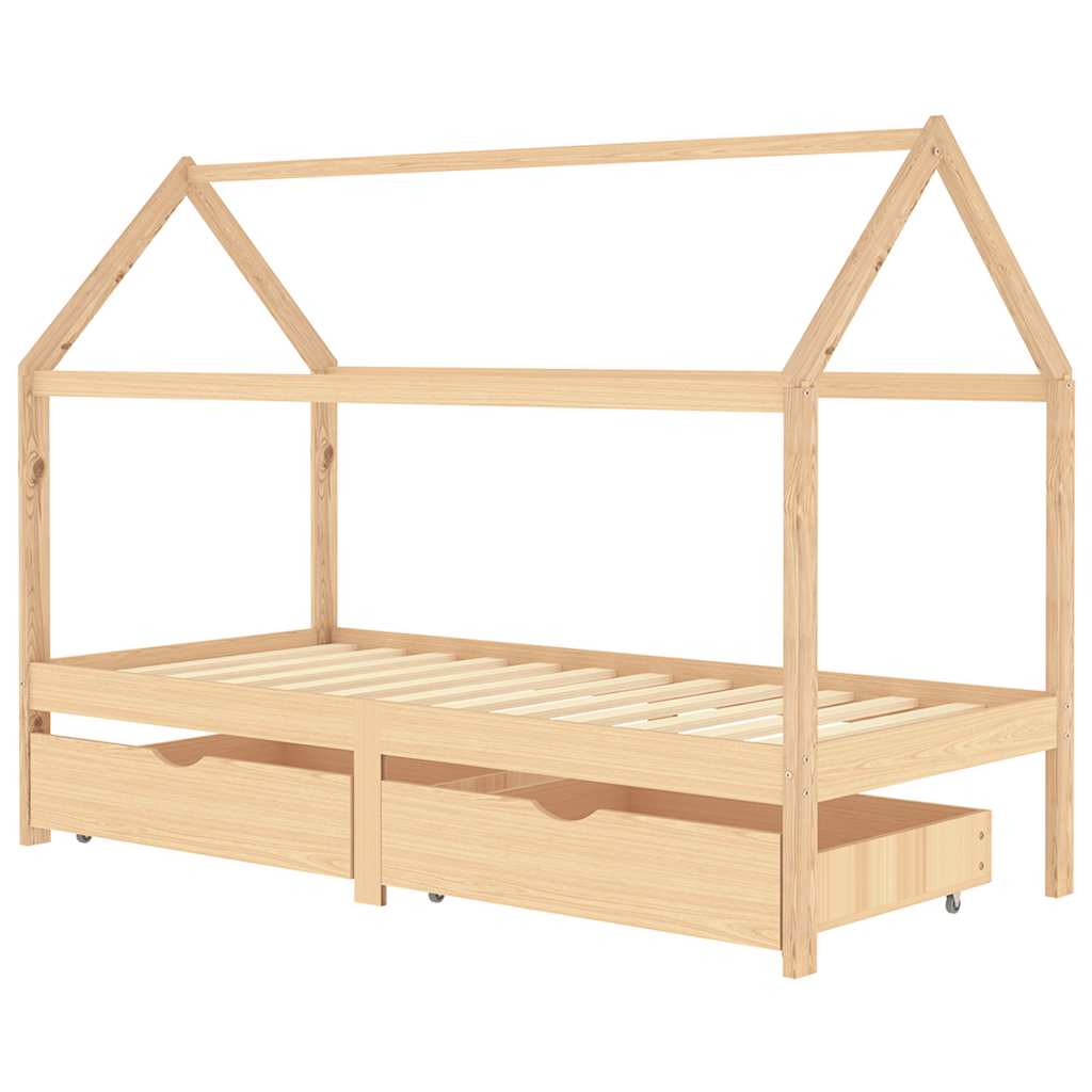 Children S Bed with Drawers Solid Pine Wood 90 X 200 Cm