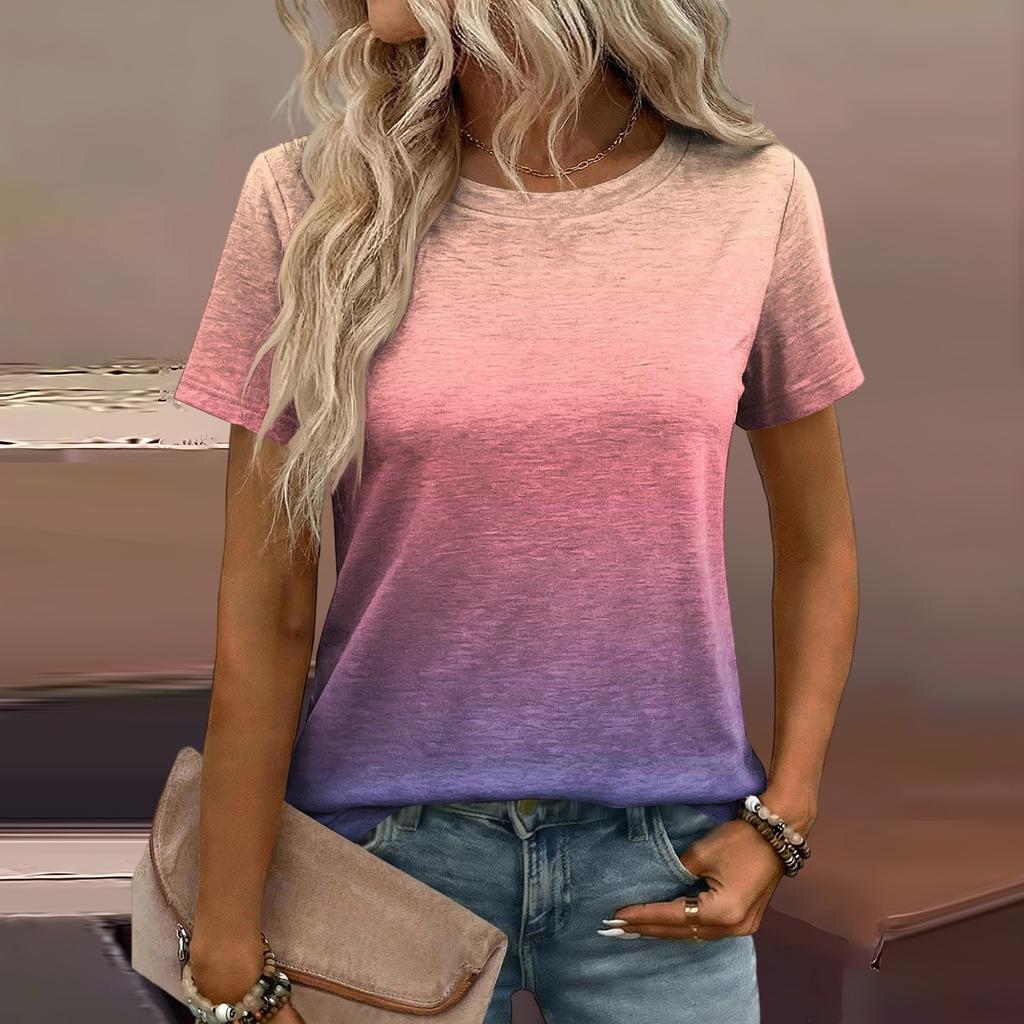 Damen Mode Lässiges Bedrucktes T-Shirt mit Lockerer Passform