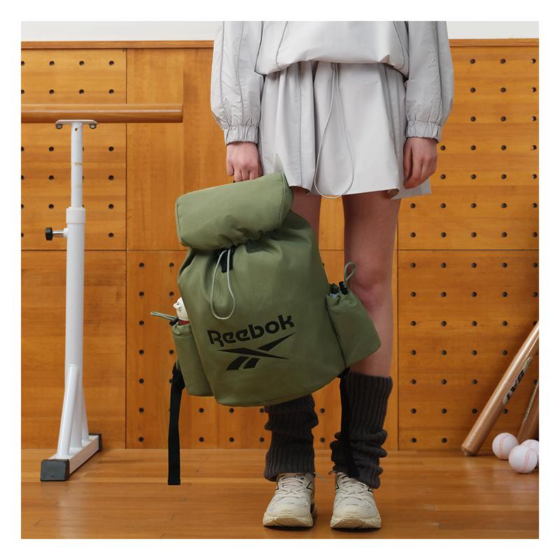 New Reebok Fabric Bucket Bag, Backpack Regular Unisex Black/Olive/Khaki RB230009M
