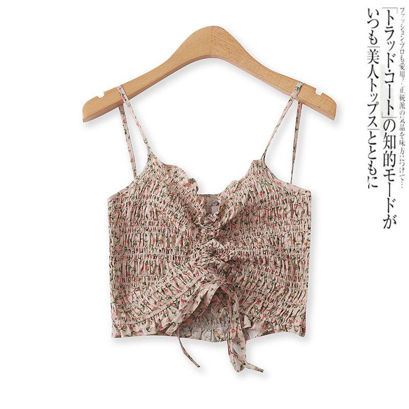 

Print Fashionable All-Match Elastic Pleated Suspender Vest Picture Color XS