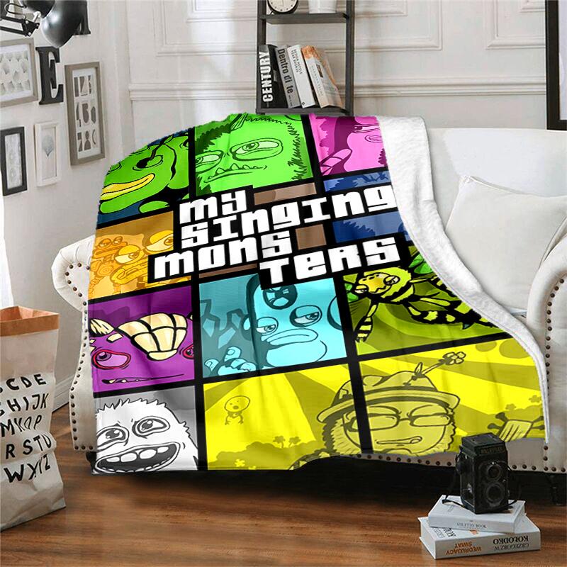1 Stück Decke My Singing Monsters Aufdruck, Leichte Decke für Sofa, Bett - Weich & Warm, Geschenk für alle Jahreszeiten wie Weihnachten, Halloween