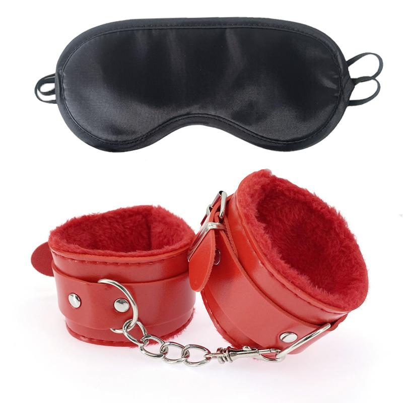 2pcs PU Leather Sex Handcuffs with Eye Mask Sex Toys for Couples Adult Games Bondage Restraints Erotic Accessories