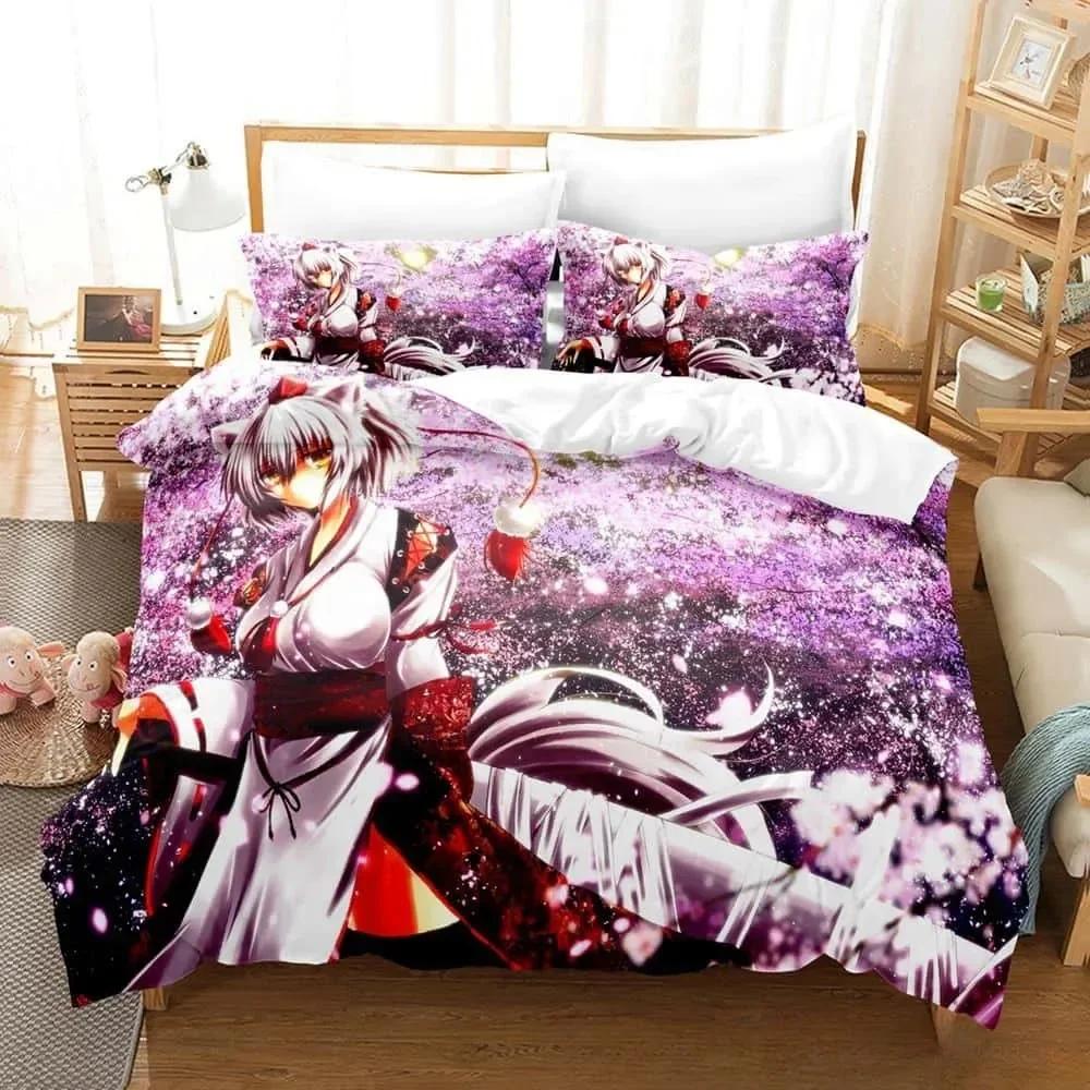 3D Anime Kawaii Girls Momiji Inubashiri Bedding Set Printed With Pillowcase Duvet Cover Soft Single Double Queen Super King Size
