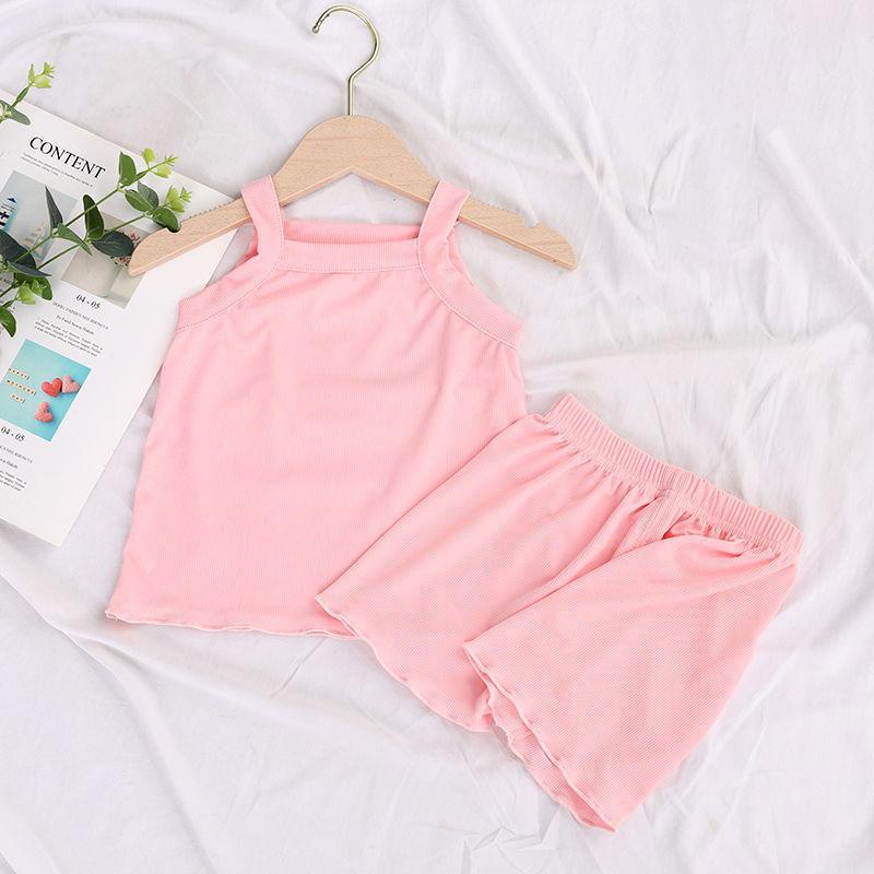 Легкий и дышащий комплект жилетов для девочек Модный летний спортивный ансамбль Light Pink,7080cm