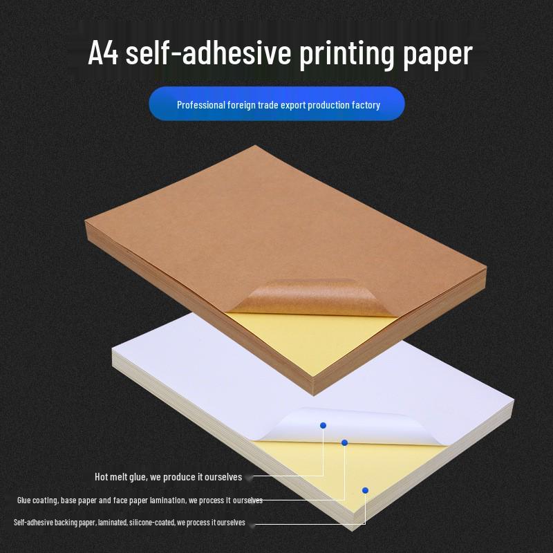 A4 Dark Kraft Self-Adhesive Label Paper with Strong Matte Backing Stickers