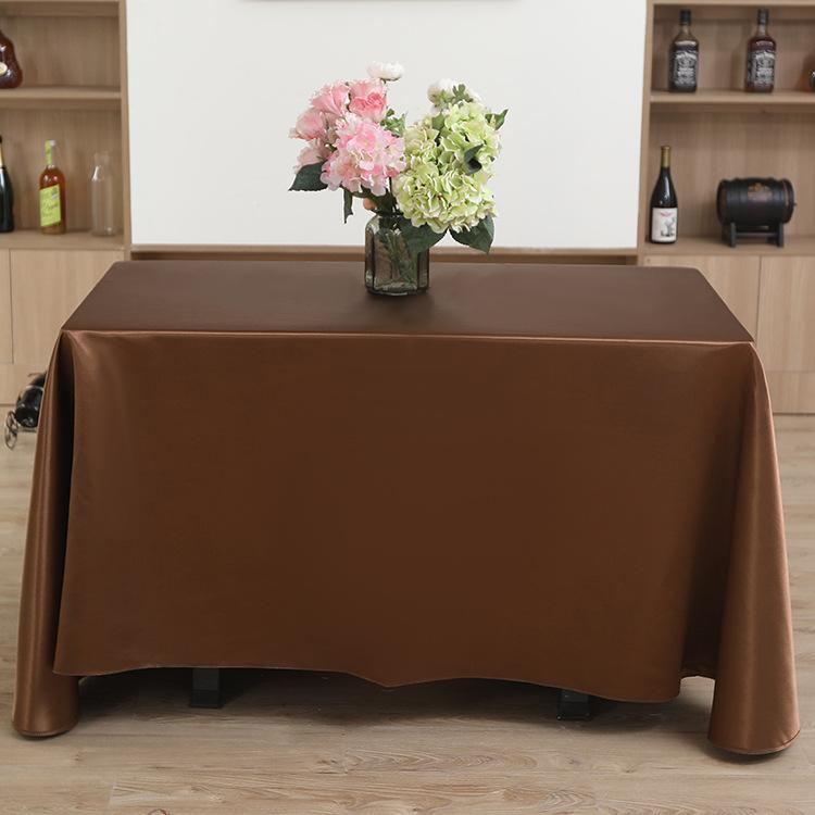 Hotel Tablecloth Conference Tablecloth Table Skirt Satin Glossy Rectangular Square Solid Color Banquet Tablecloth Navy Blue Thickened