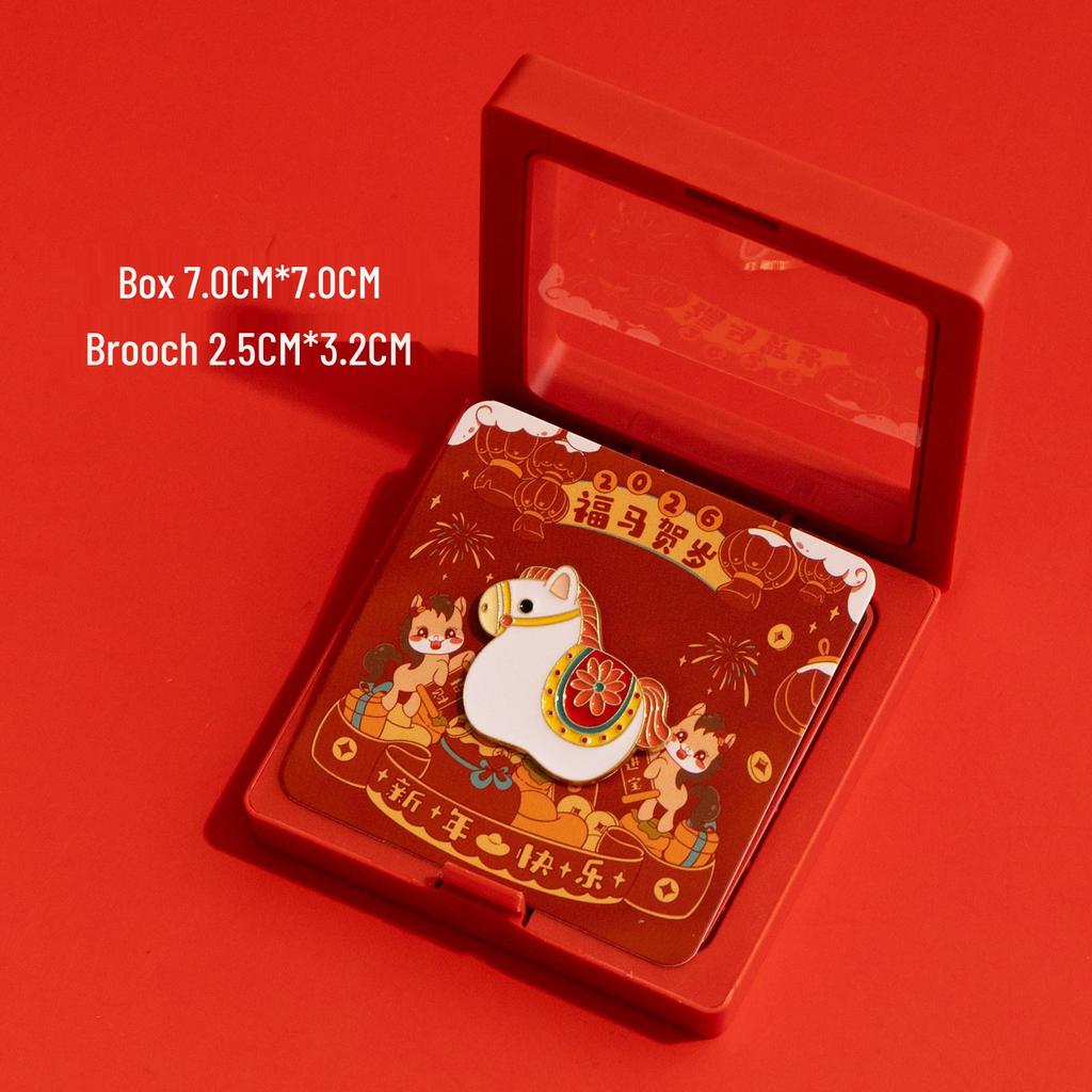 New Year Horse Brooch - Cute Cartoon Horse Badge for Sweater, Festive Gift