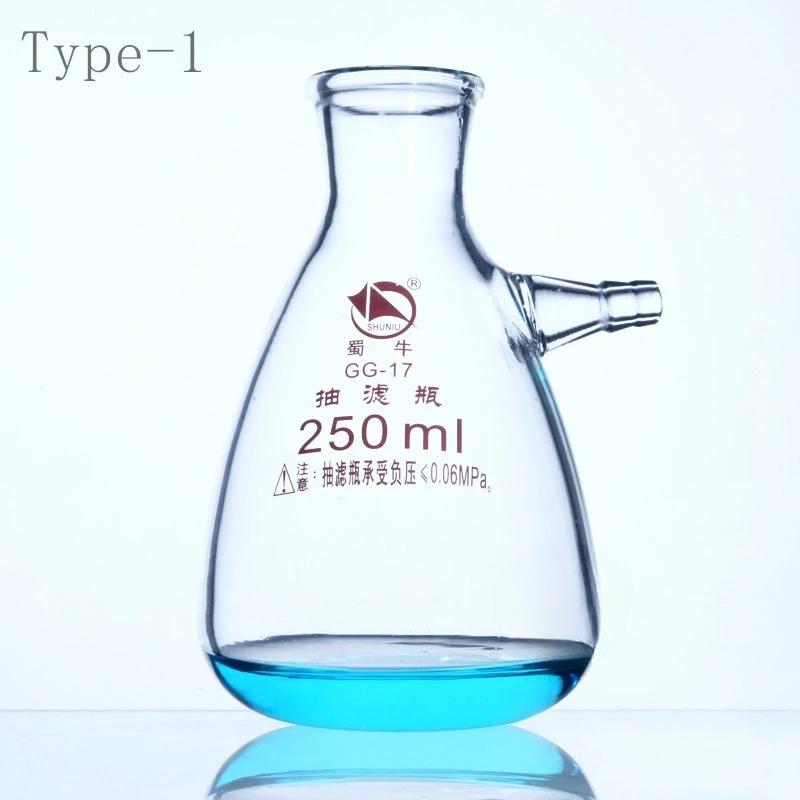 125ml 250ml 500ml 1000ml Laboratuvar Cam Filtreleme Emiş Şişesi Borosilikat Filtre Şişesi Laboratuvar Deneyi İçin