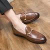 Fashion Mens Casual Shoes Leather Mens Classic Retro Buckle Loafers Moccasins Men Comfortable Office Dress Driving Flats Plus Size 48