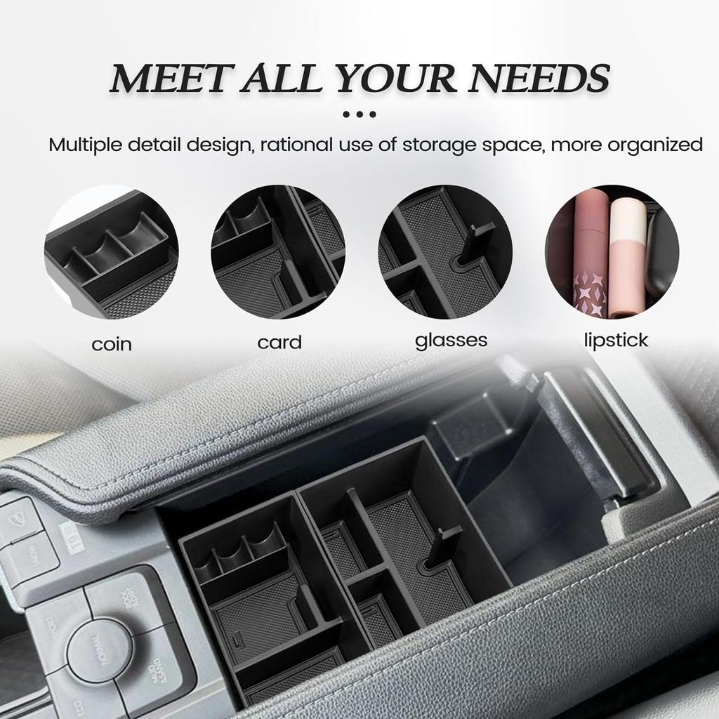 2 Stück Mittelkonsolen-Organizer-Ablage Kompatibel mit 2024 Toyota Grand Highlander (Hybrid) Mittelarmlehnen-Aufbewahrungsbox Einsatz Innenraumzubehör