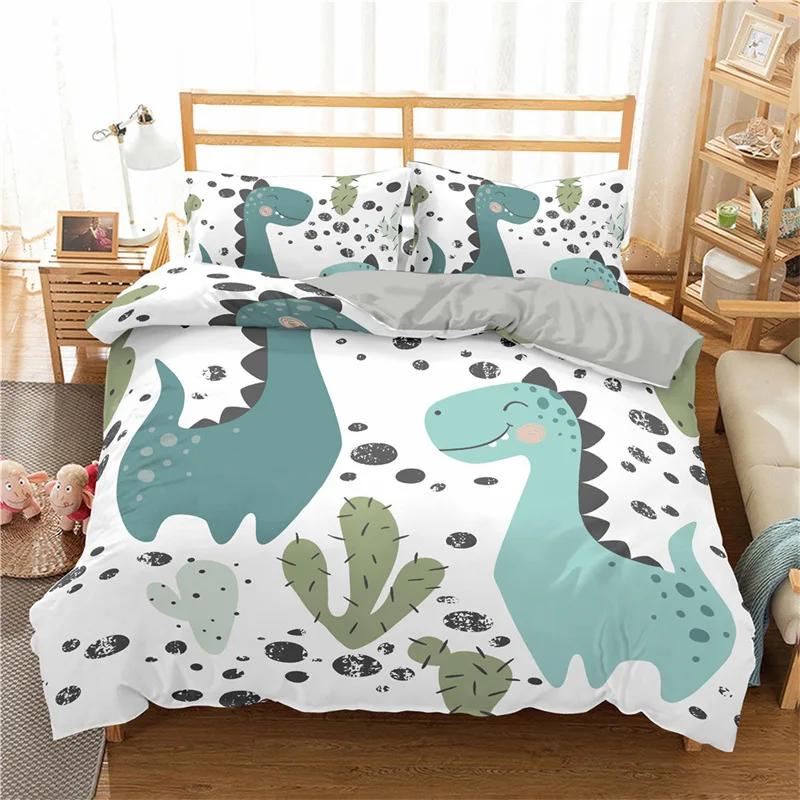 Cute Cartoon Dinosaur Duvet Cover Set Full SizeKawaii Dinosaur Bedding Set for Boys GirlsColorful Dinosaur Comforter Cover Set