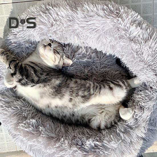 Calming Dog Bed Washable Round Soft Dog Nest with Non-slip Bottom Fluffy Plush Faux Fur Pet Bed for Small Medium Large Dogs Cats