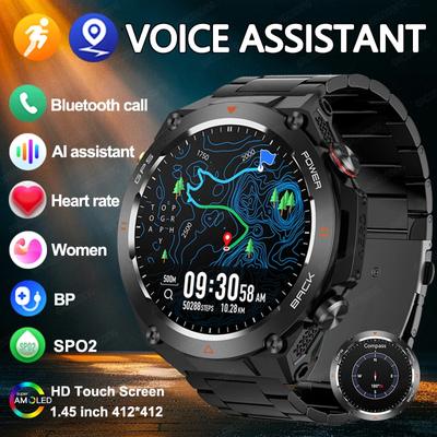 SACOSDING Smart Watch GPS Sport Bussola Outdoor 1ATM Orologio impermeabile 1,45 pollici AMOLED Bluetooth 5.2 Chiamata Assistente vocale Smartwatch