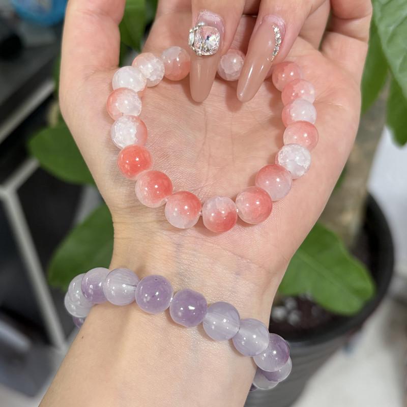 

Оригинальный стеклянный браслет, светло-пудровый, с плавным переходом, в простом стиле, женский браслет, маленький свежий браслет, браслет, лето, маленький свежий