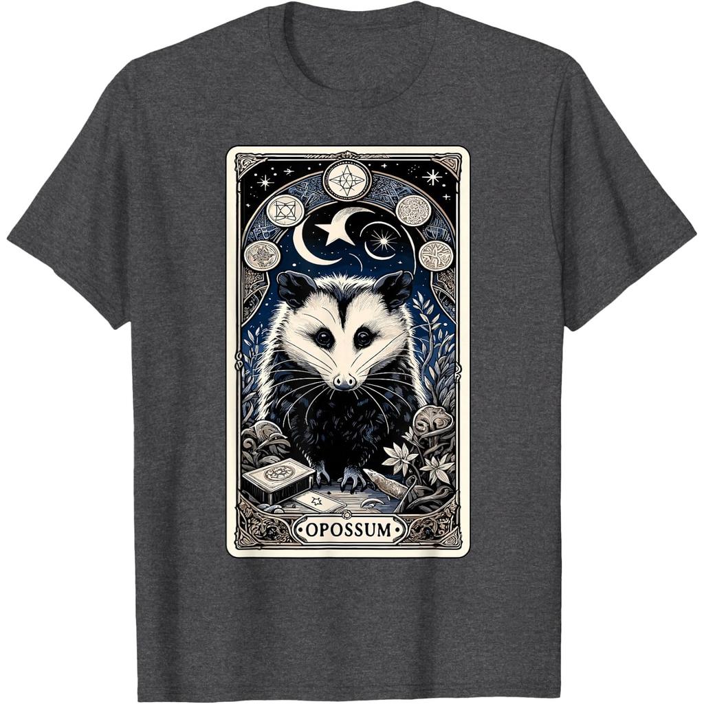 Opossum Tarot Card Goth Possum Witchcraft Gothic Occult Graphic Tee for Men