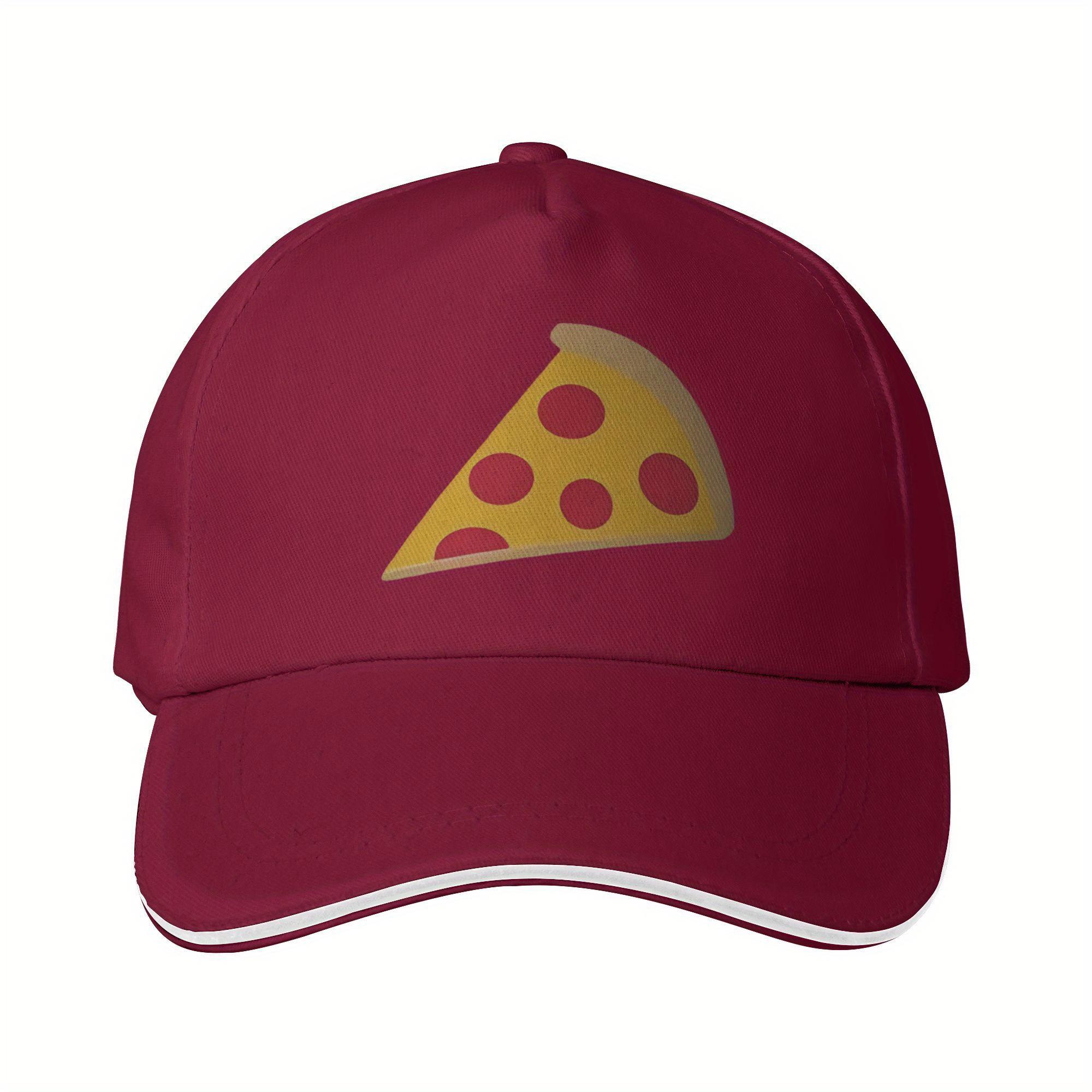 Pizza Slice Emoji Baseball Cap Polyester Adjustable Summer Outdoor Unisex Dad Hat One Size