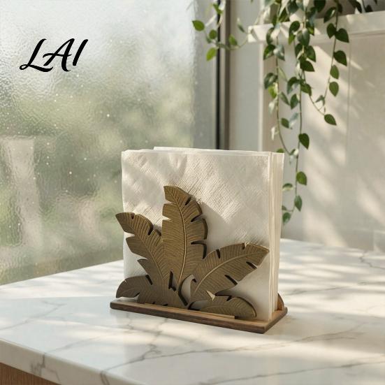 Durable Wood Tissue Dispenser Napkin Holder Leaf Shape Solid Dispenser Decorative Versatile Home Table Ornament Paper Towel Organizer for