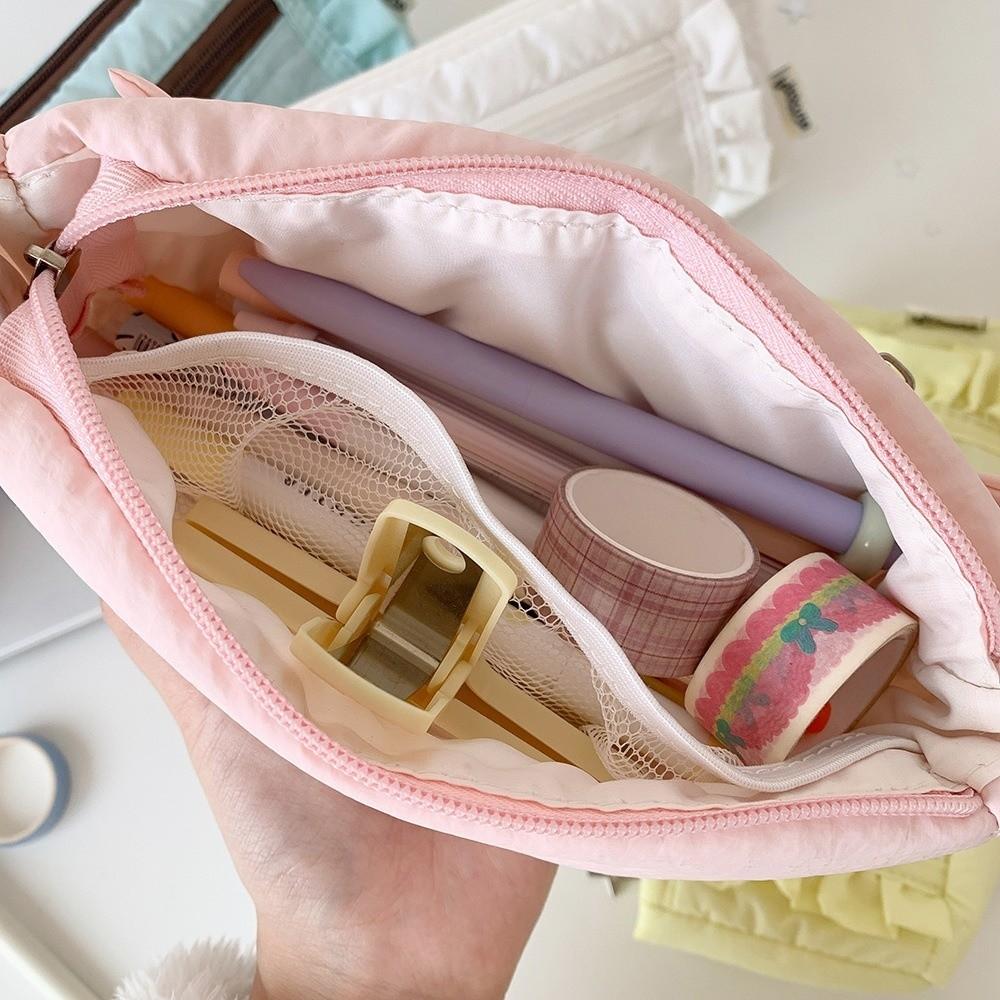 Ruffled Edge Ruffled Pencil Case Star Zipper Pencil Pouch Korean Ruffled Stationery Bag Office