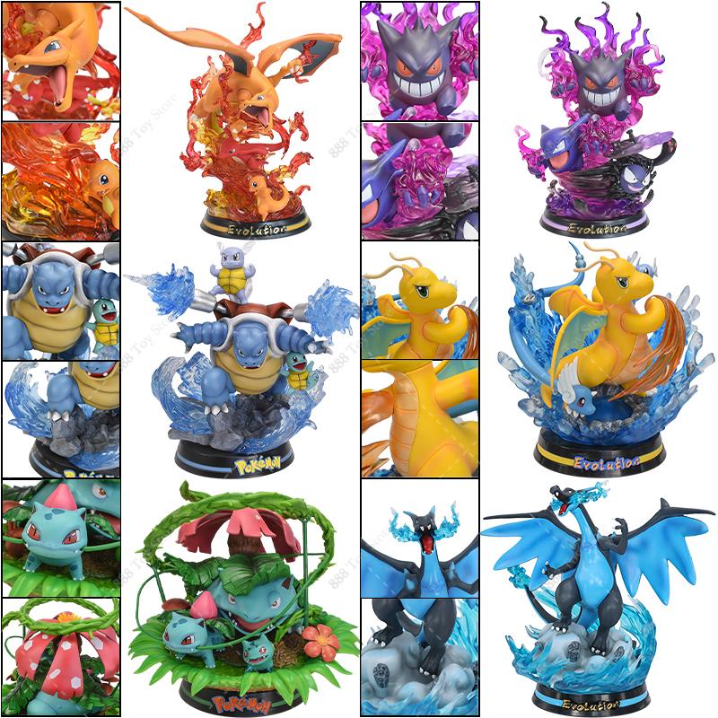 Figure Gk Evolution Of Charizard Greninja Eevee Gengar Mewtwo Mega Charizard X Luminous Action Model Toy Gift Pvc Statue