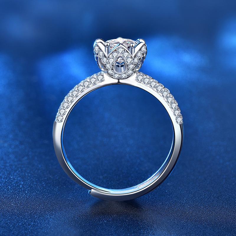 Lindon Women Classic 925 Sterling Silver Moissanite Ring Ladies Jewelry Wedding Promise Party Gift