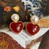 French Retro Hong Kong Style Love Earrings Women's Court Style Literary Temperament Earrings Versatile High-end Pearl Earrings