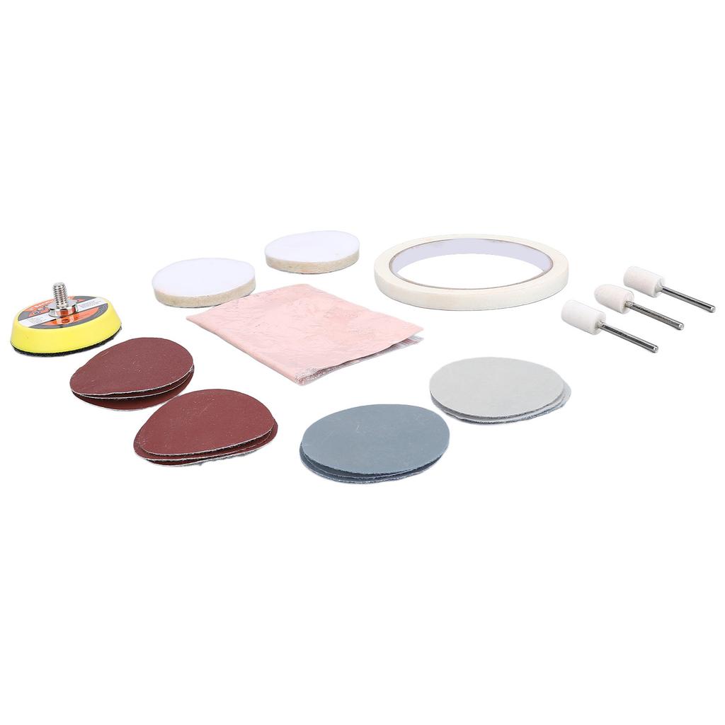 20 Pieces Watch Glass Polishing Kit Buffing Powder Felt Pad Wheel and Sandpaper Set Scratch Remover Repair Tools