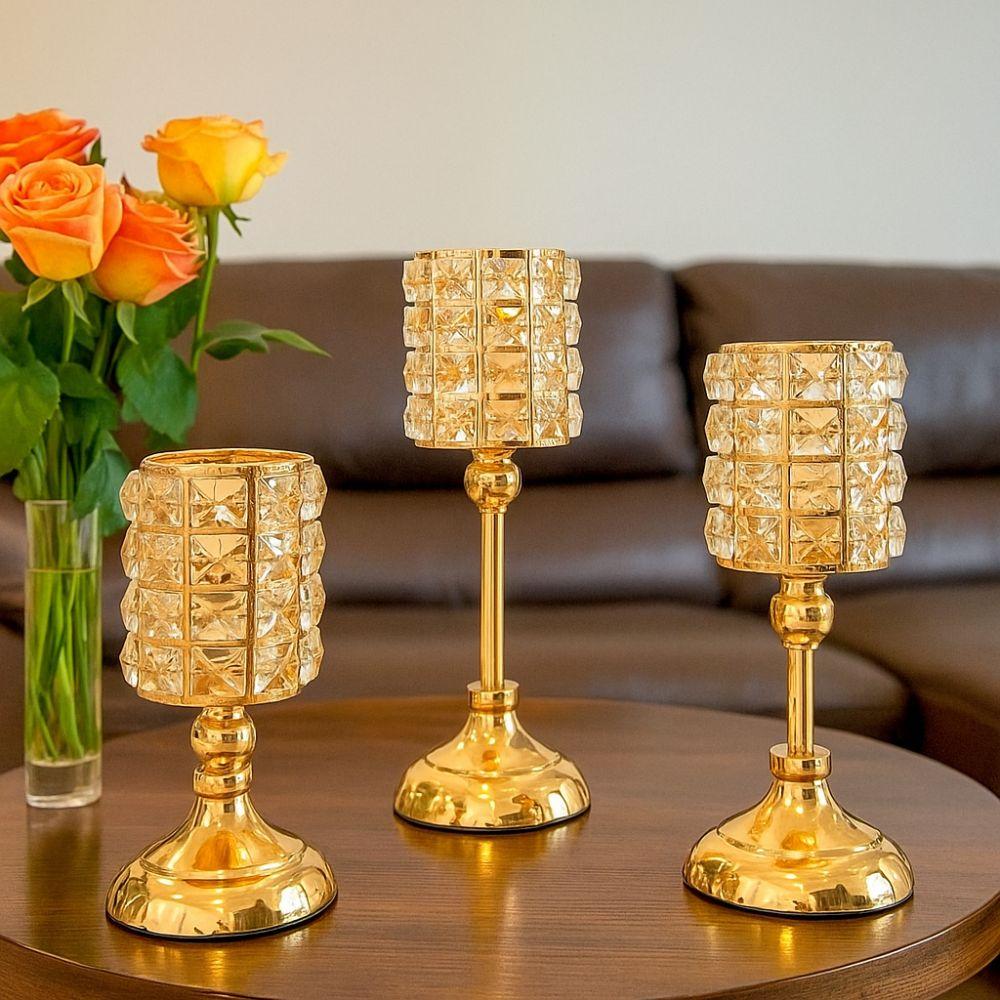 Vintage Crystal Candle Holder Luxury Candle Lantern Decorative Tea Light Holder  Christmas Decor