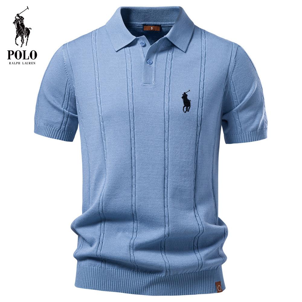 Ralph Lauren 2026 Léto Nový styl Vyšívané Pánské Business Casual Vlněné POLO tričko Kroucený květ Ledově chladivé Hedvábné Krátkorukávové Tričko pro Pány