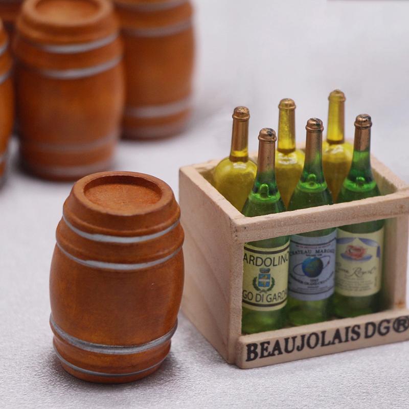 Mini Wooden Red Wine Miniature Beer Beer Cask Beer Keg For Dolls House Decoration