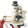 Skeleton Couple Figurine Resin Skeleton Couple Riding Motorcycle Sculpture Gothic Skeleton Statue for Halloween Mantel Table Decor