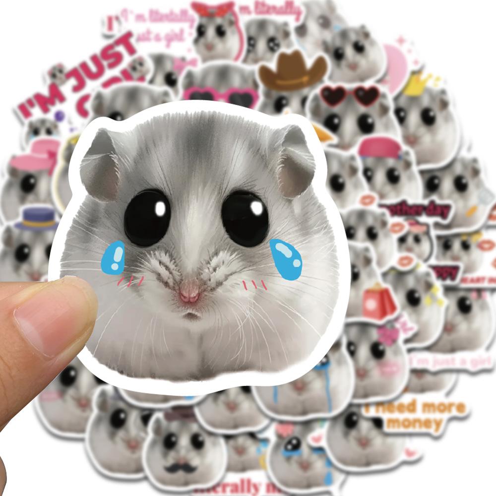 50PCS Kawaii Hamster meme Stickers Nostalgia Fashion DIY Luggage Waterproof PVC Cartoon Scrapbook Cute animal Print Sticker